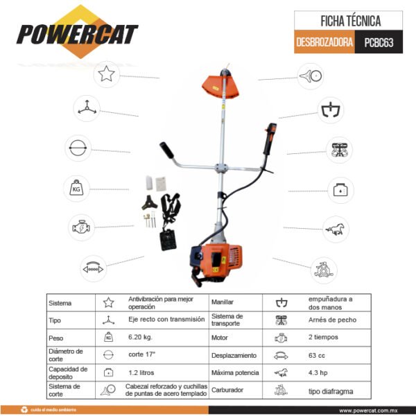 DESBROZADORA PCBC63-04 Desbrozadora Power Cat 63cc
