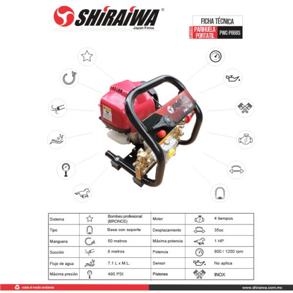 Parihuela portátil Shiraiwa PWC-P768S 4T
