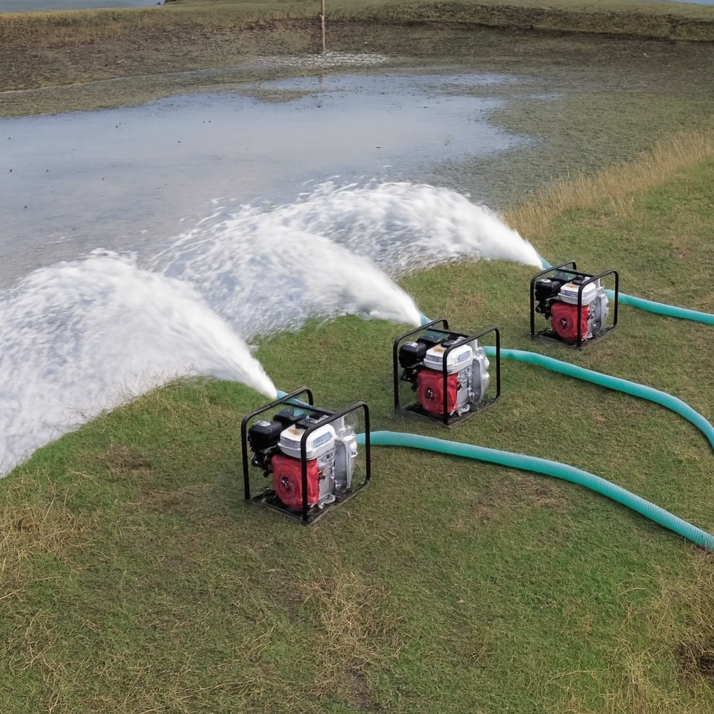 Tres bombas de agua Motobomba 2x2 Alta presión Bonasa motor Honda